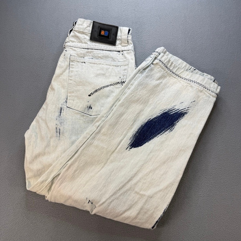 Royal Blue Titanium Series Jeans Baggy 34x32 (FIT 32x31) Y2K Streetwear Graphic